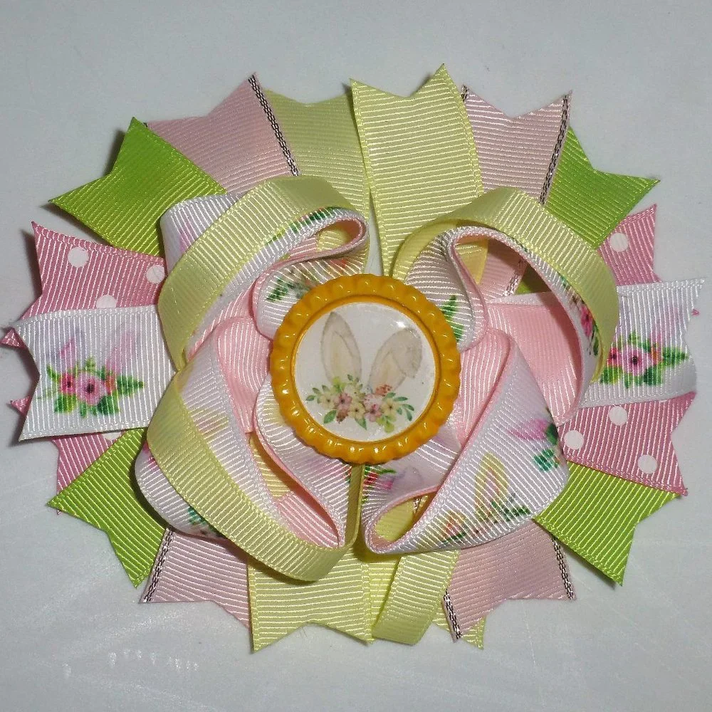Easter Bunny Rabbit Girls 5-Inch Hair Bow Clip